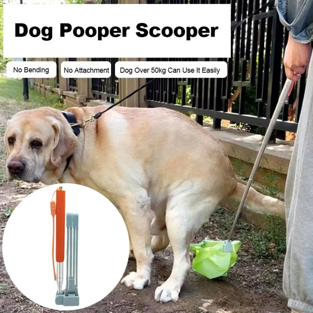 Long Handle Pet Poop Scooper – 28.7-Inch Stainless Steel Dog & Cat Waste Picker